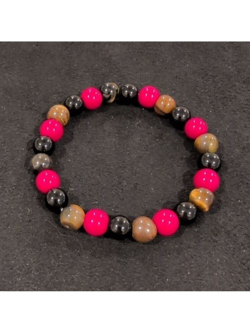Natural stone bracelet ,red jasper,tiger eye and black onyx for inner strength.